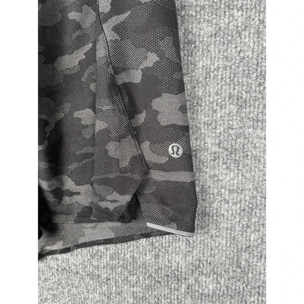 Lululemon Shorts Mens M Black Gray Camo Surge Lined Stretch Gym Run Train
